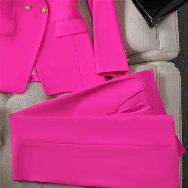 Casual Long Sleeve Blazer Pant Sets Suits For Woman 2025 Fashion 2 Pieces Set For Women Office Lady Coats Jackets