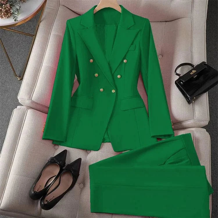 Casual Long Sleeve Blazer Pant Sets Suits For Woman 2025 Fashion 2 Pieces Set For Women Office Lady Coats Jackets