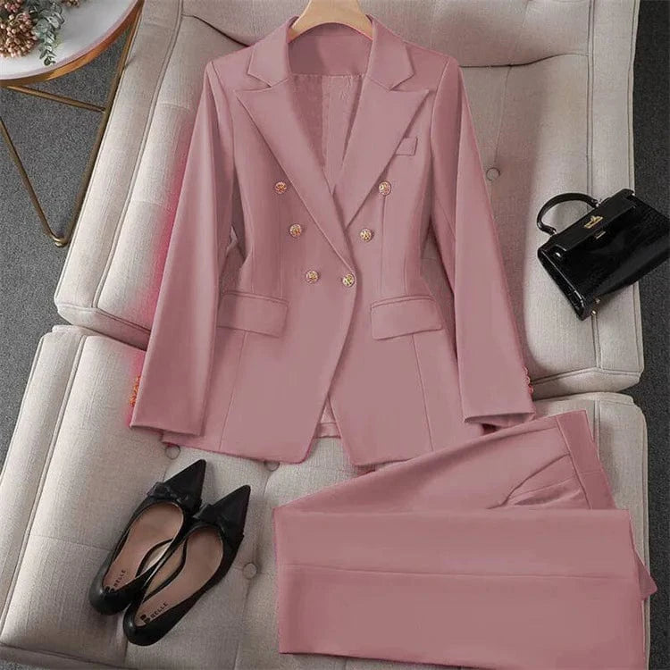 Casual Long Sleeve Blazer Pant Sets Suits For Woman 2025 Fashion 2 Pieces Set For Women Office Lady Coats Jackets