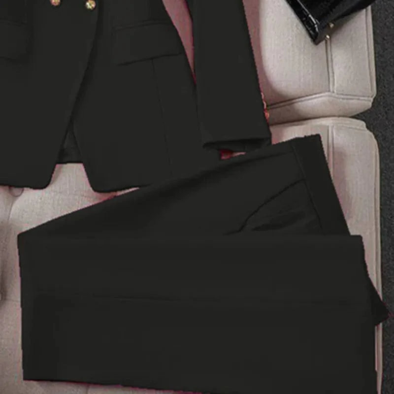 Casual Long Sleeve Blazer Pant Sets Suits For Woman 2025 Fashion 2 Pieces Set For Women Office Lady Coats Jackets