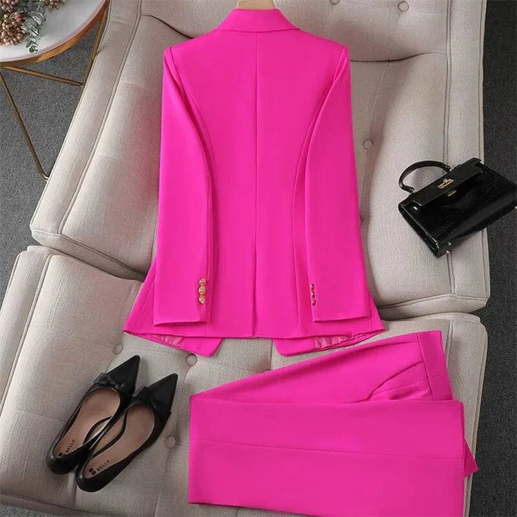 Casual Long Sleeve Blazer Pant Sets Suits For Woman 2025 Fashion 2 Pieces Set For Women Office Lady Coats Jackets