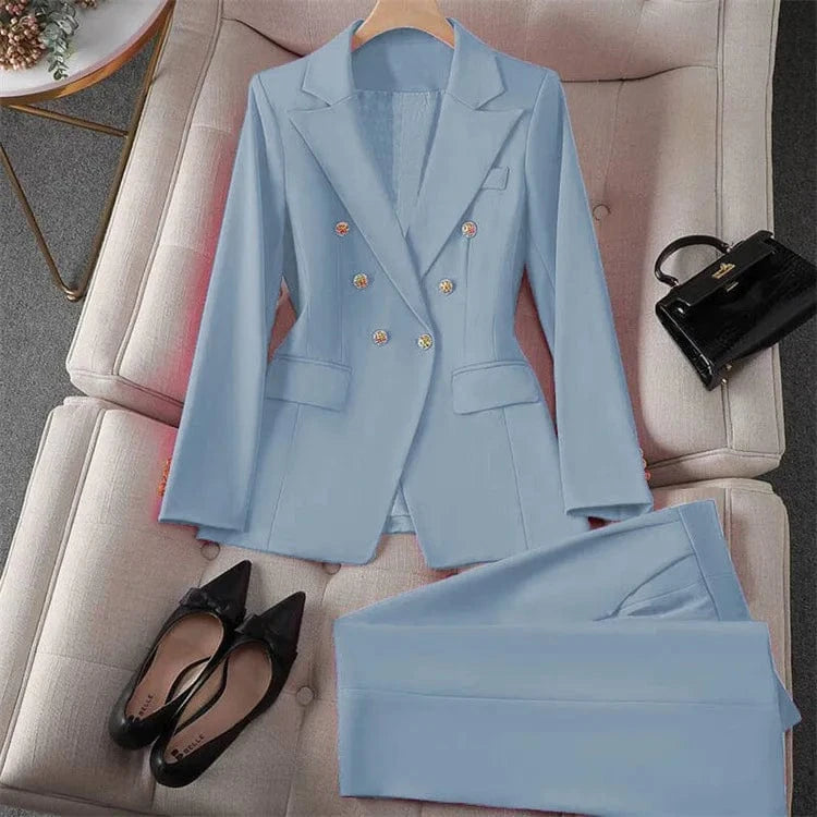 Casual Long Sleeve Blazer Pant Sets Suits For Woman 2025 Fashion 2 Pieces Set For Women Office Lady Coats Jackets
