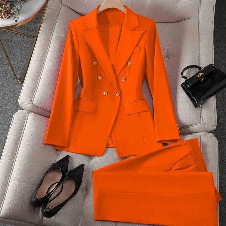 Casual Long Sleeve Blazer Pant Sets Suits For Woman 2025 Fashion 2 Pieces Set For Women Office Lady Coats Jackets