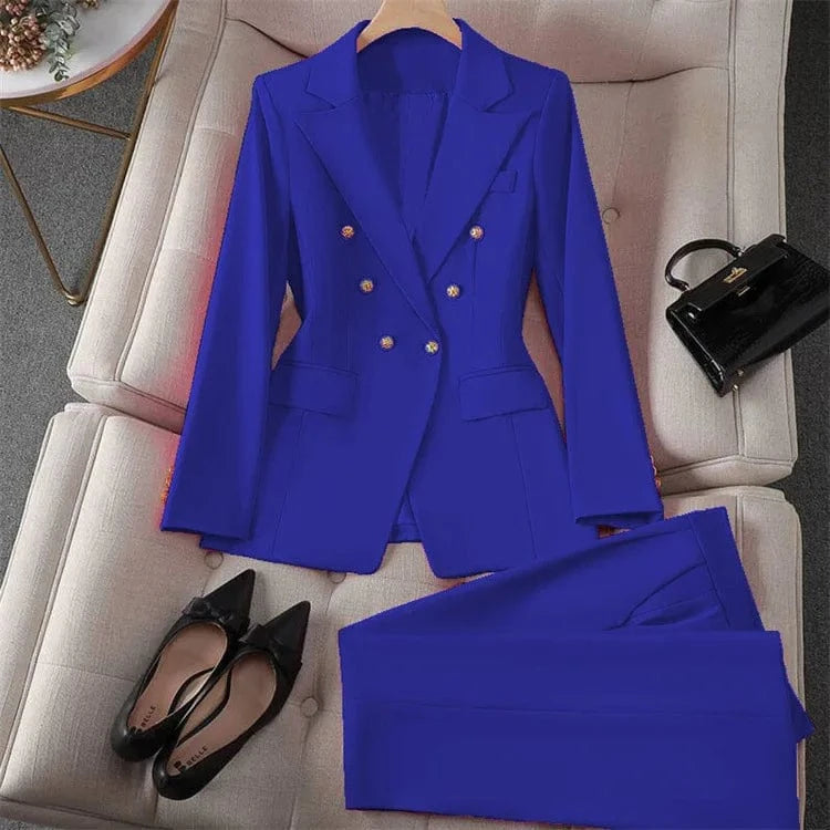 Casual Long Sleeve Blazer Pant Sets Suits For Woman 2025 Fashion 2 Pieces Set For Women Office Lady Coats Jackets
