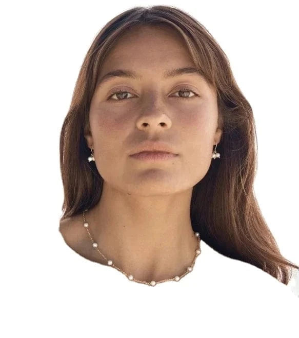 casual / N2425 N2425 Minimalist 18K Gold Plated Charm Small Pearl Necklace Stainless Steel Interval Mini Pearls Necklace
