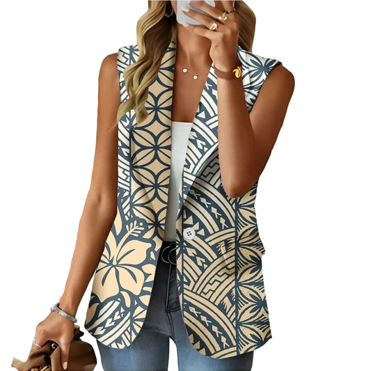 Casual Outfits Designer Fashion Hawaii Island Hibiscus Print Polynesian Business Suit Office Ladies Blazer Women Clothing