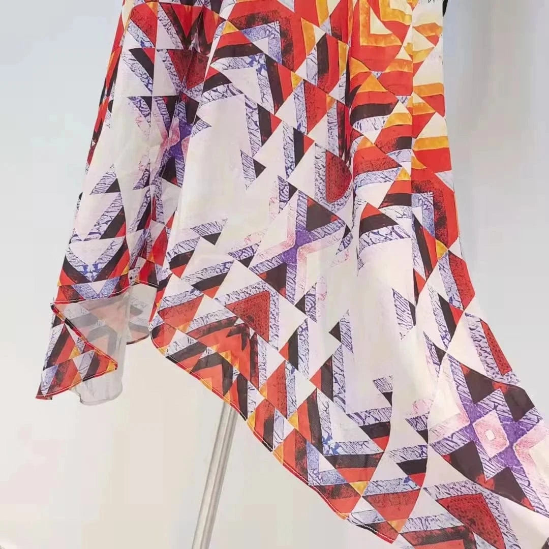 Casual Outfits For Women New Design Colorful Printed Summer Dresses Ladies Women Casual Lace-Up Full Sleeve Elegant Party Gown