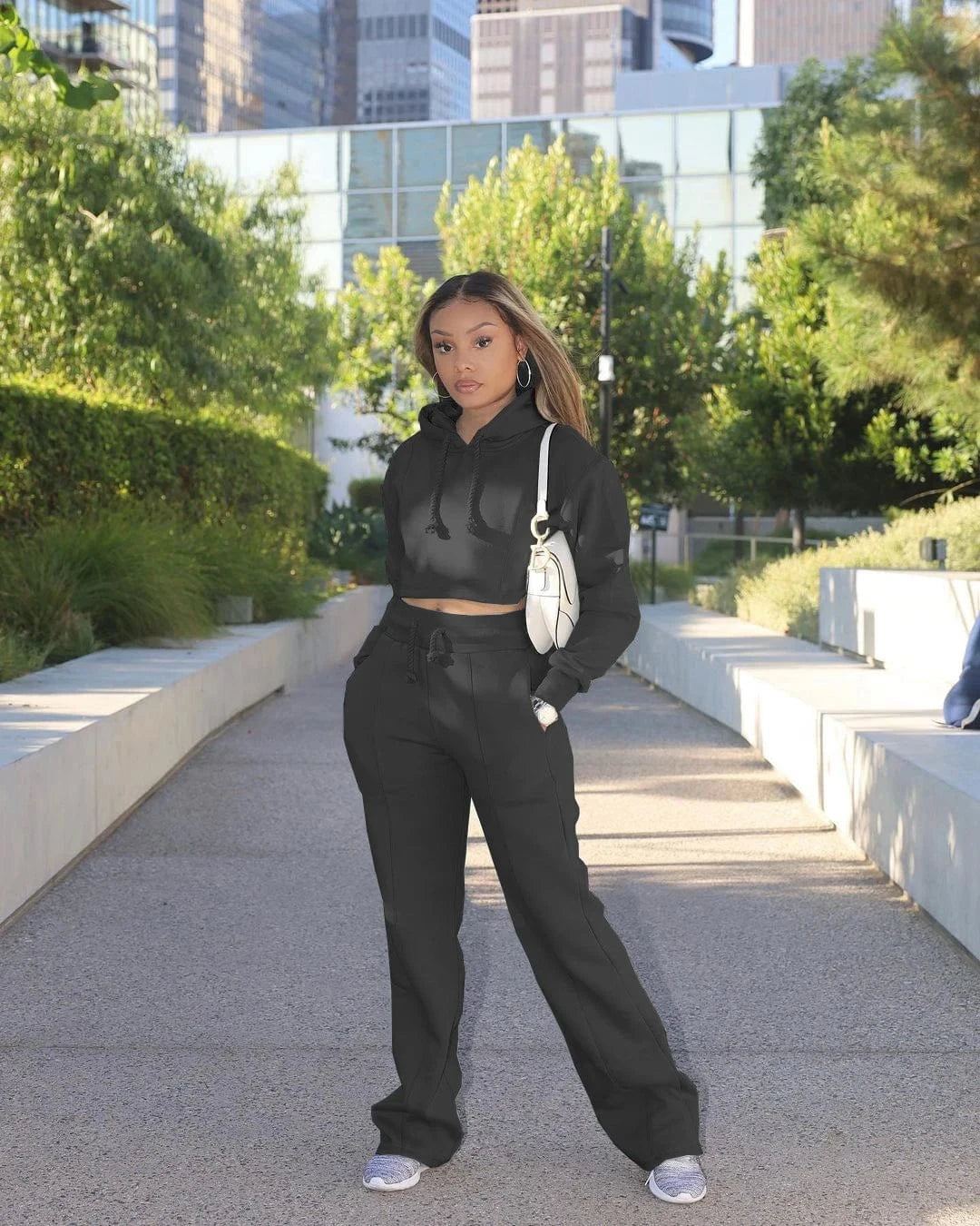 Casual sports suit women autumn and winter new loose long-sleeved sweater two-piece