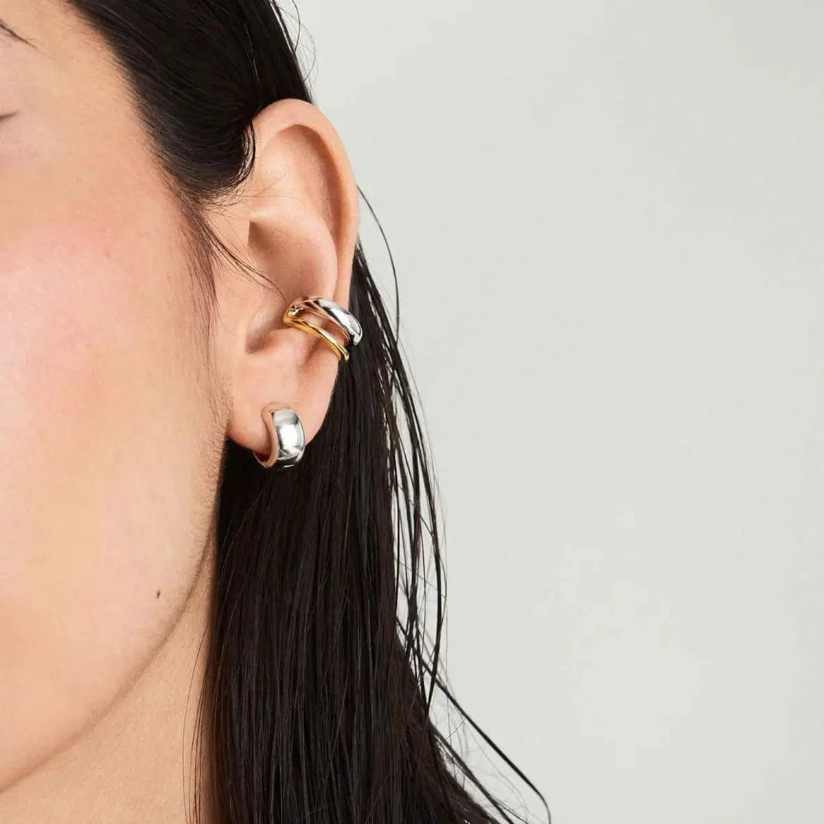 Casual/Sporty / E2579 E2579 Design Two-tones Double Layers Ear cuff 18k PVD Stainless steel Gold Plated Daily Wearing Ear Cuff