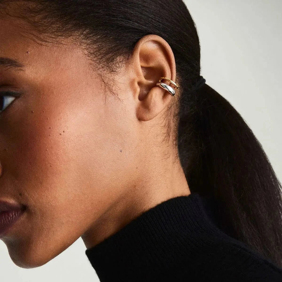Casual/Sporty / E2579 E2579 Design Two-tones Double Layers Ear cuff 18k PVD Stainless steel Gold Plated Daily Wearing Ear Cuff