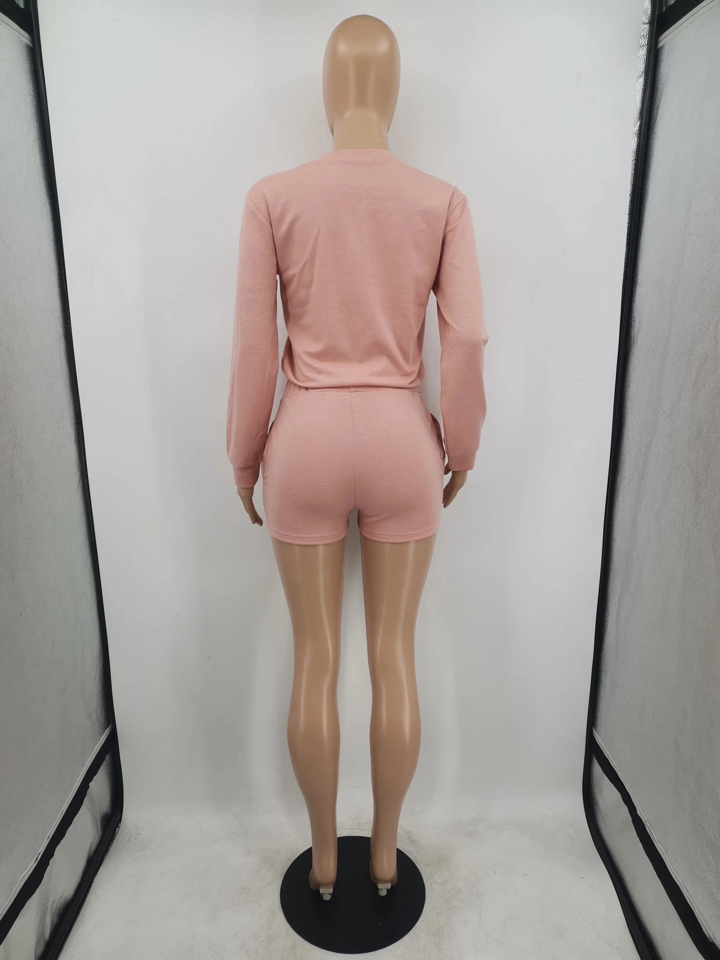 Casual Sweat Shorts Sets Fall 2 pc Two Piece Shorts Pant Set Long Sleeve Women Sweat Suit Set Clothing 2 Piece Plain Joggers