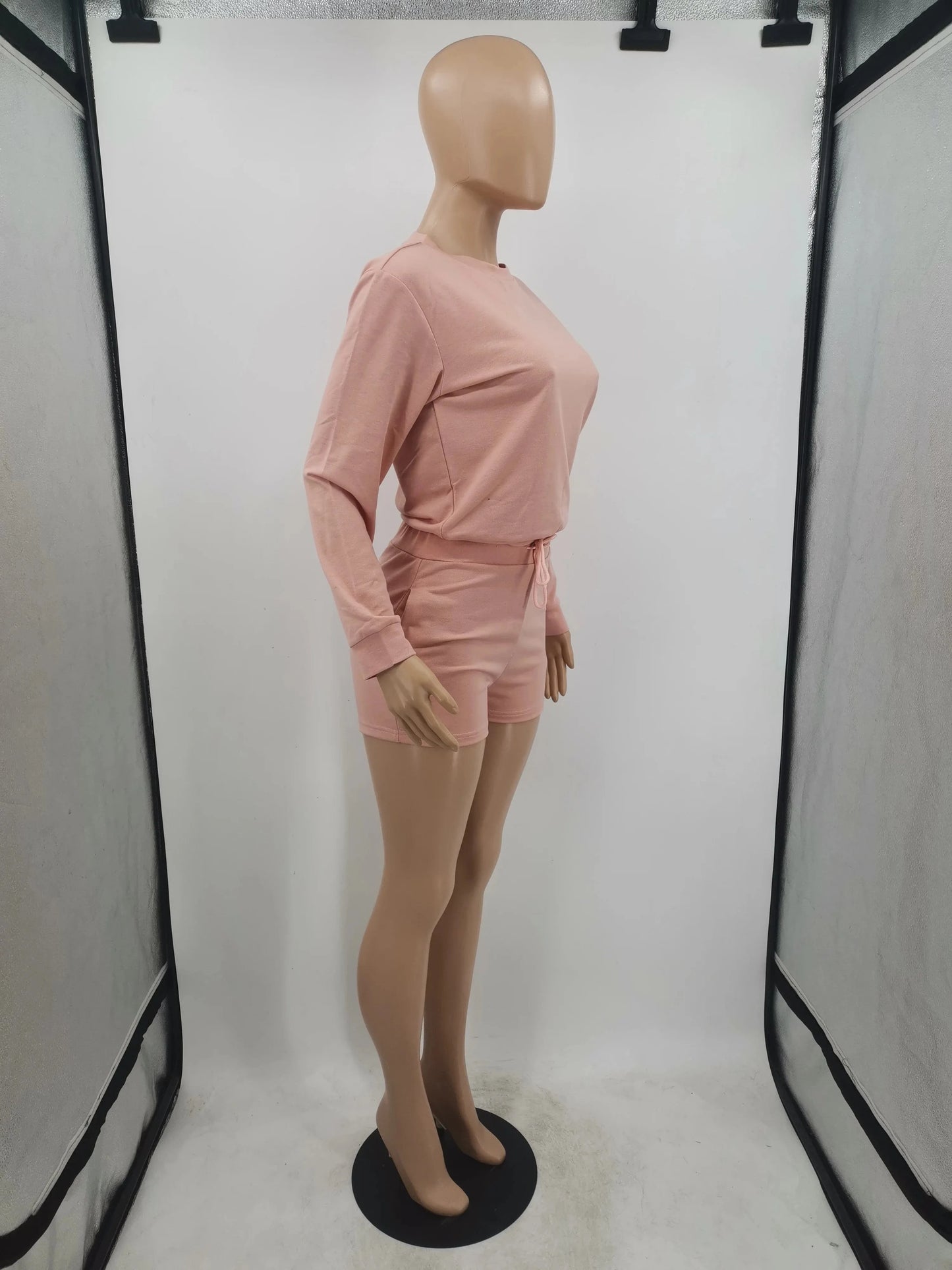 Casual Sweat Shorts Sets Fall 2 pc Two Piece Shorts Pant Set Long Sleeve Women Sweat Suit Set Clothing 2 Piece Plain Joggers
