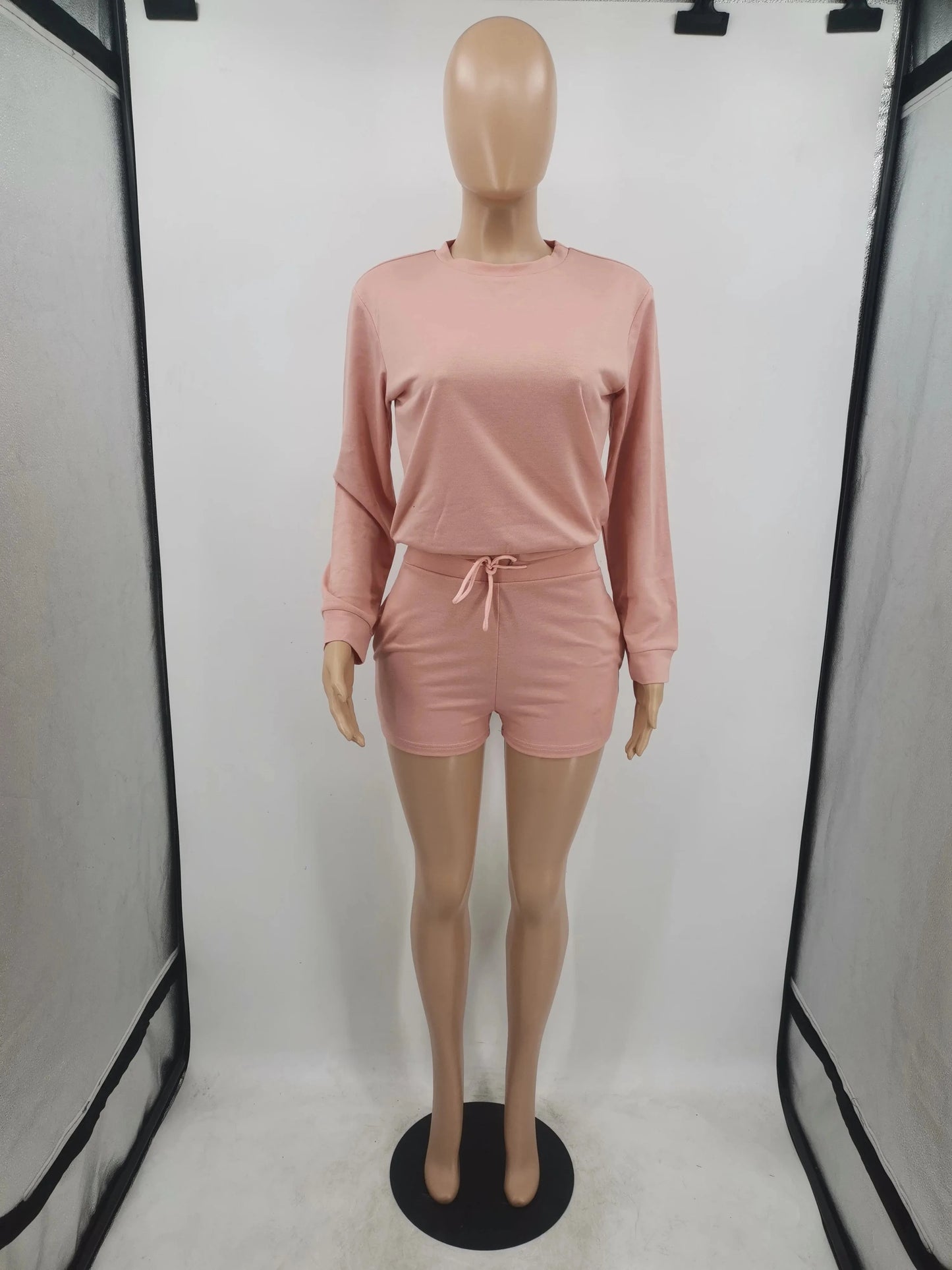 Casual Sweat Shorts Sets Fall 2 pc Two Piece Shorts Pant Set Long Sleeve Women Sweat Suit Set Clothing 2 Piece Plain Joggers