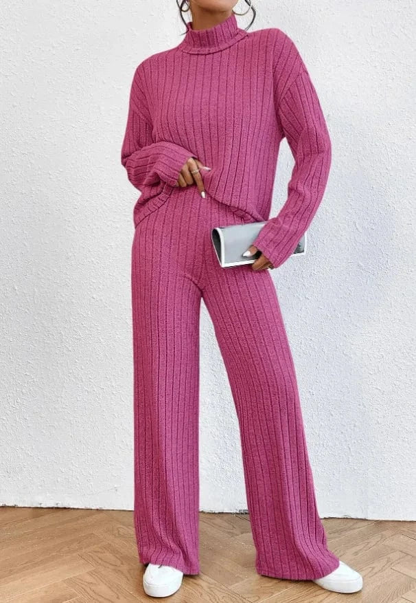 Casual Warm Loose Floor-length Sweater Pants for Women Autumn Winter High Waist Wide Leg Knitted Trousers Femme 2024