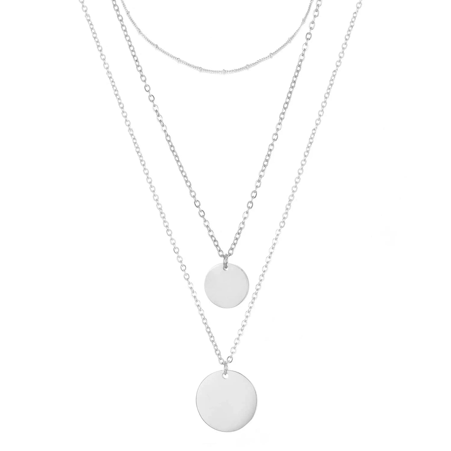CDNN002 / Silver Color Gold Choker Cuban Link Chain Necklace Set