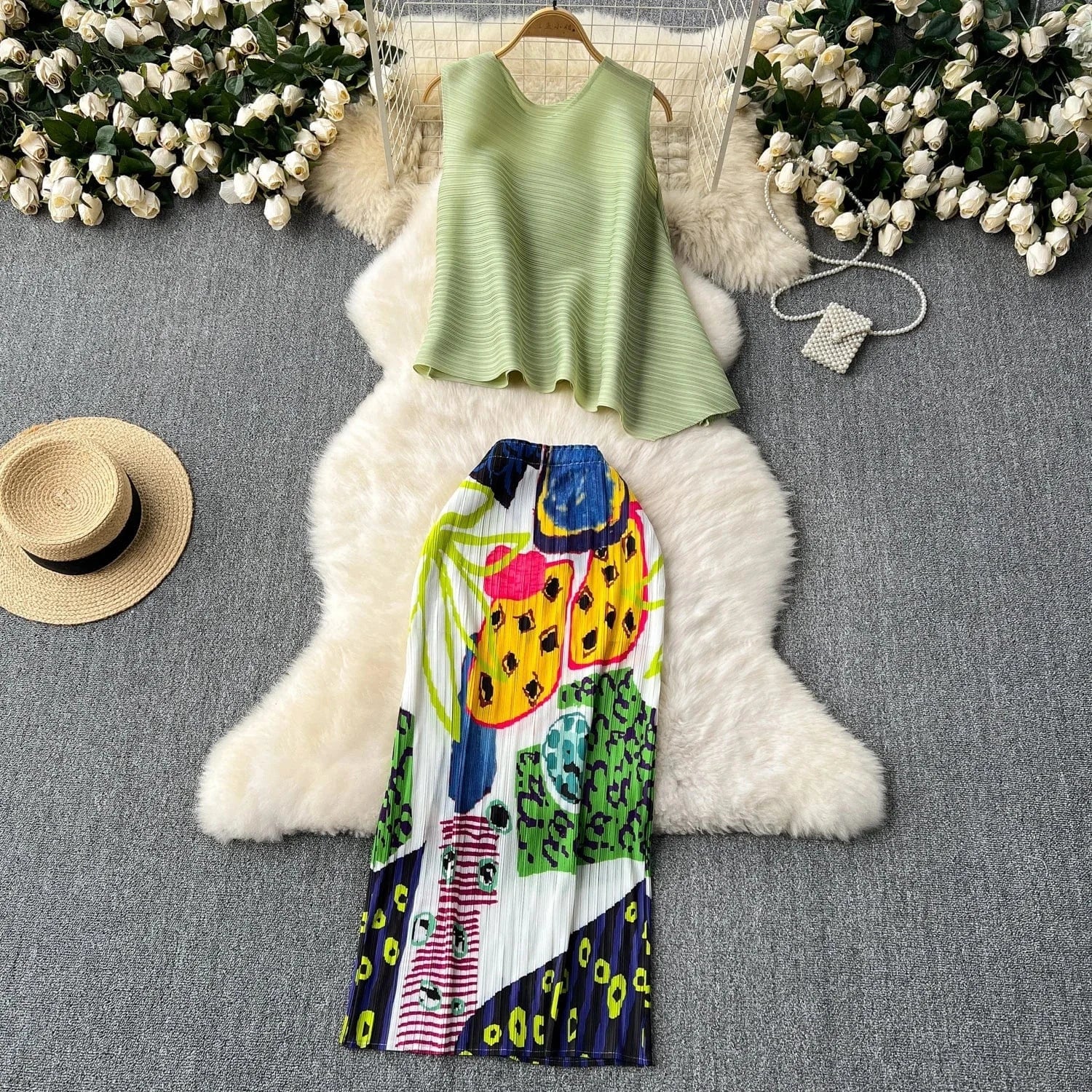 Celebrity Small Fragrance Set Western-style Raw-edged Panel Shawl Cardigan Short Top Sling Dress Two Piece Set In Stock