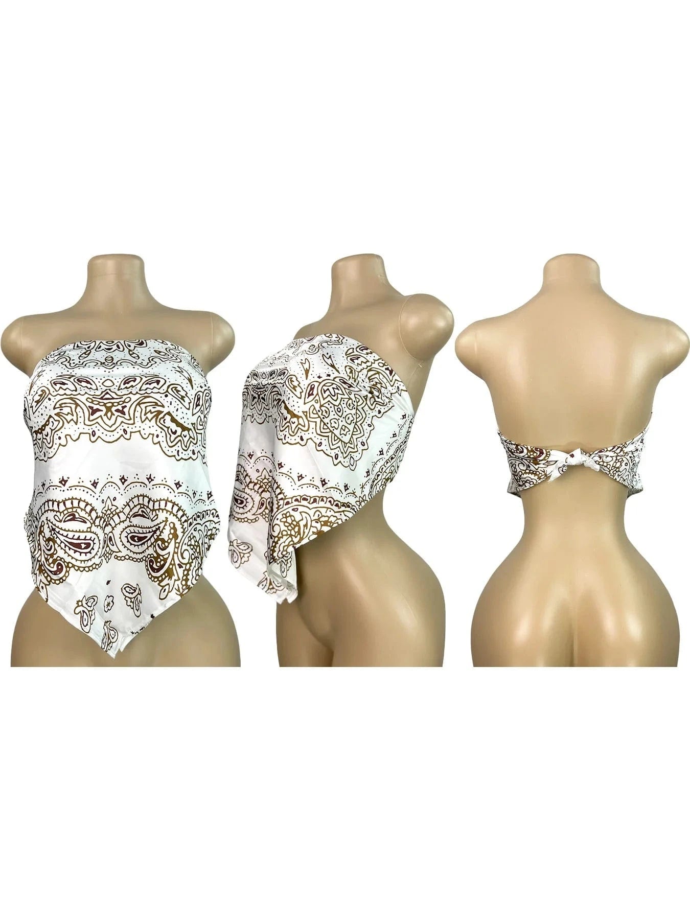 Champagne Scarf / M 2025 Summer 2 Piece Set Woman Outfits Backless Print Scarf Tops and Shorts Suits Streetwear Sexy Club Two Piece Matching Sets