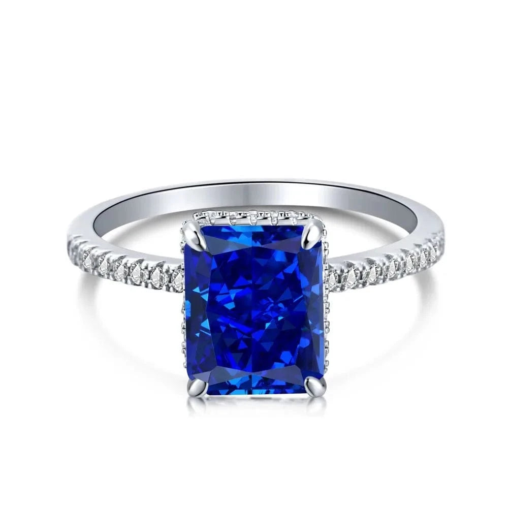 Charm Luxury 925 Silver Tourmaline Paraiba Finger Gem Rings For Women Fashion Green Ring Women Jewelry Accessories New Bijoux