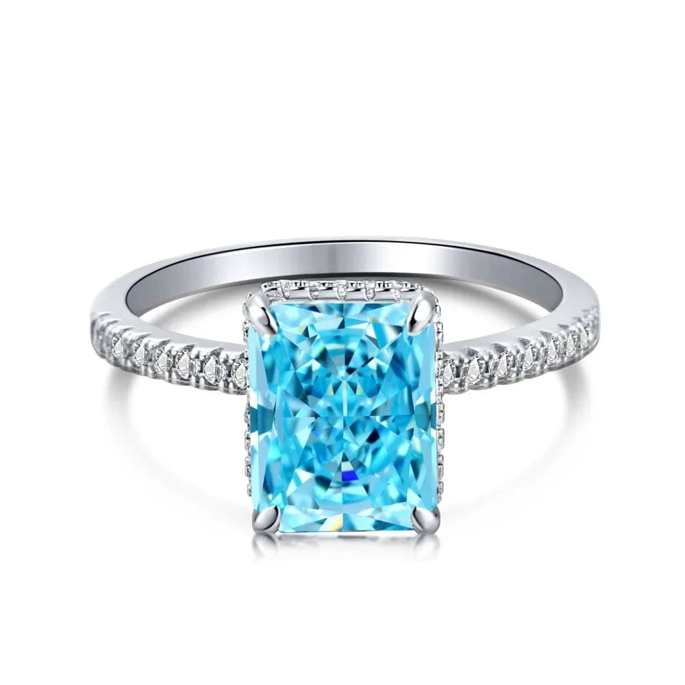 Charm Luxury 925 Silver Tourmaline Paraiba Finger Gem Rings For Women Fashion Green Ring Women Jewelry Accessories New Bijoux