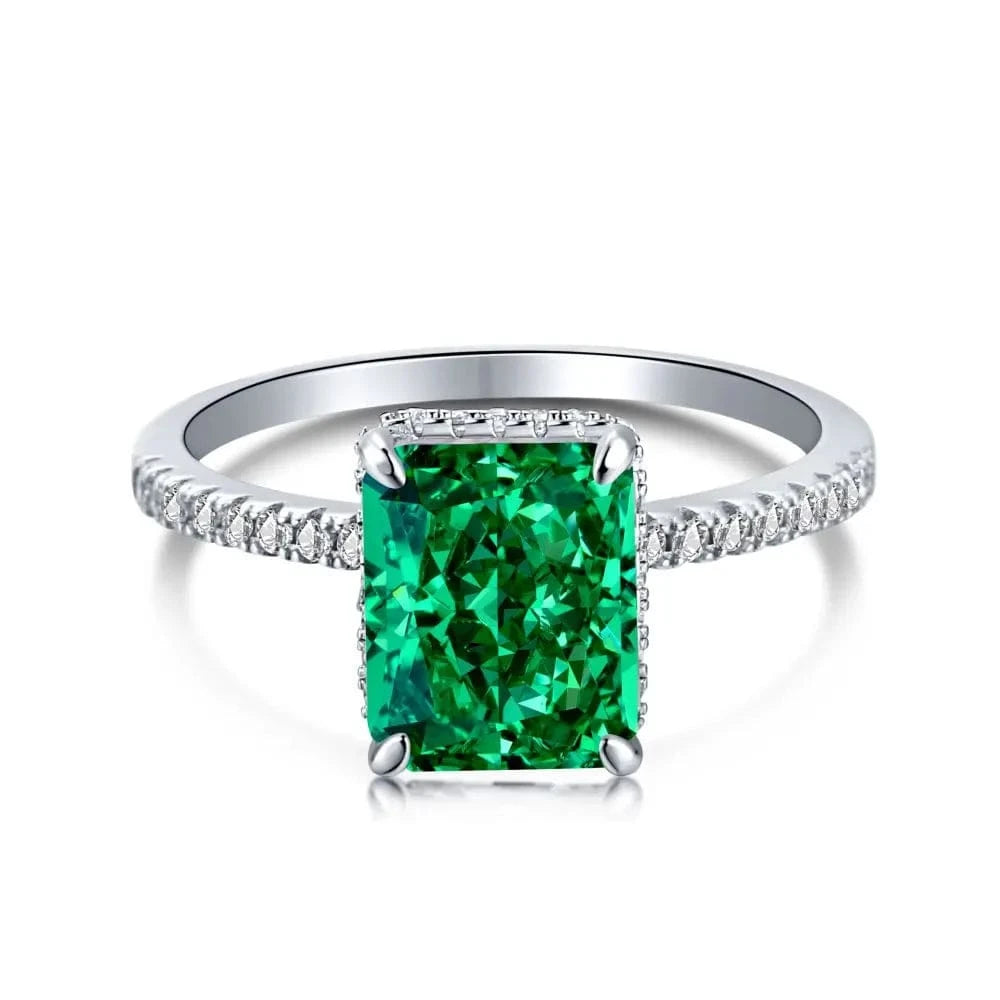 Charm Luxury 925 Silver Tourmaline Paraiba Finger Gem Rings For Women Fashion Green Ring Women Jewelry Accessories New Bijoux
