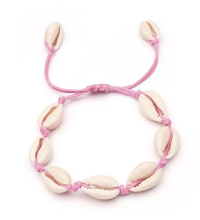 Charming natural colorful beach shell Wax thread woven bracelet adjustable wholesale for adults