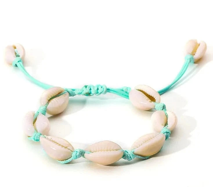 Charming natural colorful beach shell Wax thread woven bracelet adjustable wholesale for adults