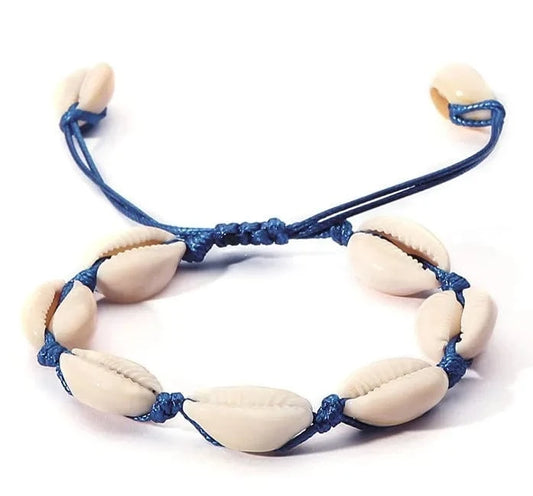 Charming natural colorful beach  shell Wax thread woven bracelet adjustable  wholesale for adults