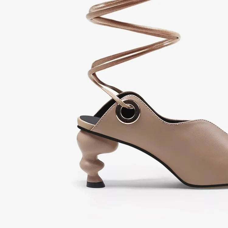 Chaussures Femme Casual Solid Color Pointed-toe Mujer Zapatos Cross Strap Lace Up High Heel Sandals Ladies Daily Outdoor Sandals