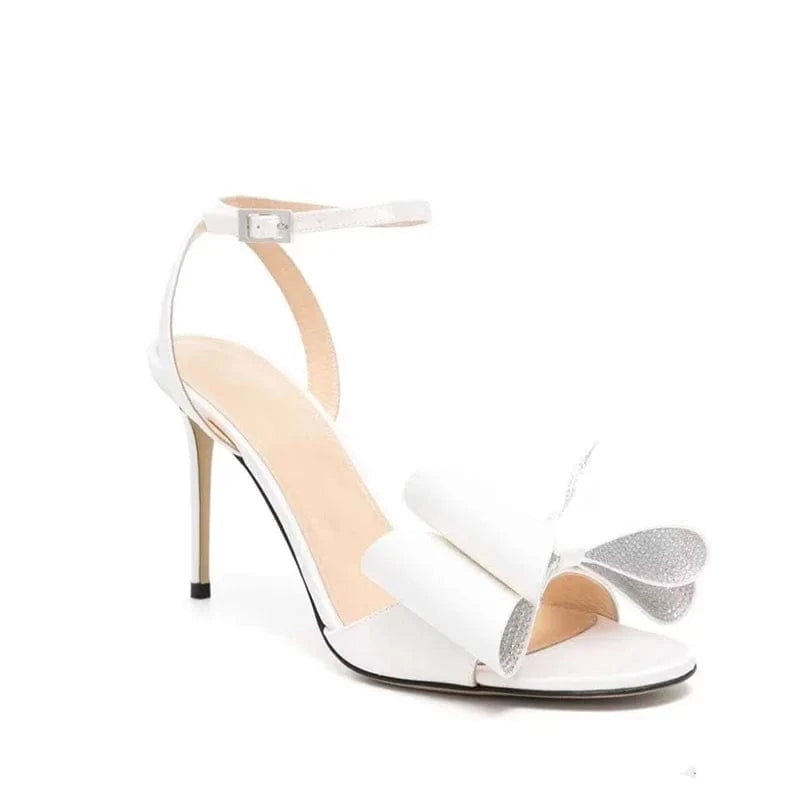 Chaussures Femme Elegant Rhinestone Bowknot Buckle Mujer Shoes Hollow Out Ankle Strap High Heel Sandals For Ladies Dress Sandals