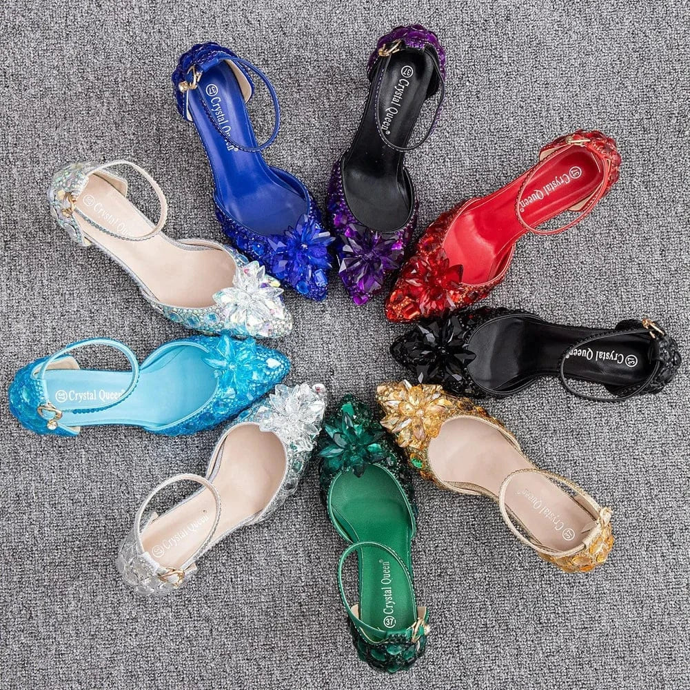 Chaussures Femme Luxury Crystal Buckle Pointed-toe Roman Shoes Slingback Hollow Out High Heel Sandals For Ladies Banquet Sandals