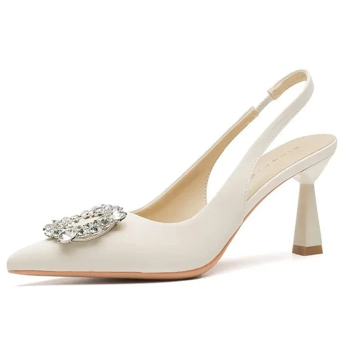 Chaussures Femme Sexy Microfiber Rhinestone Buckle Zapatos De Mujer Pointed-toe Slingback High Heel Sandals Ladies Party Sandals
