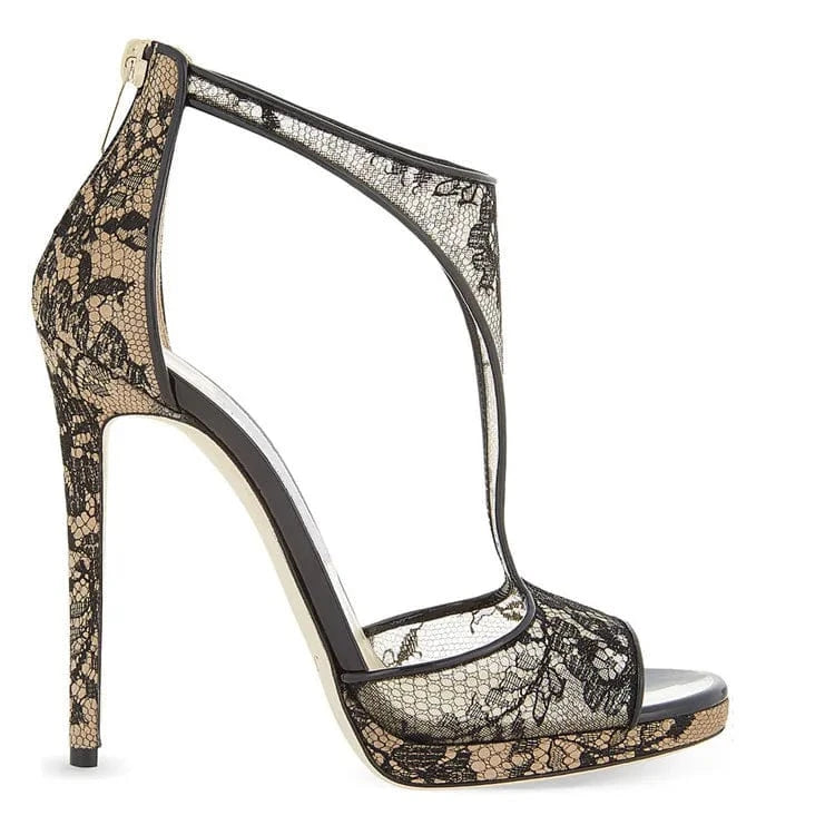 Chaussures Femme Sexy Open-toe Hollow Out Mujer Zapatos Ankle Strap Zippers High Heel Sandals For Ladies Nightclub Party Sandals