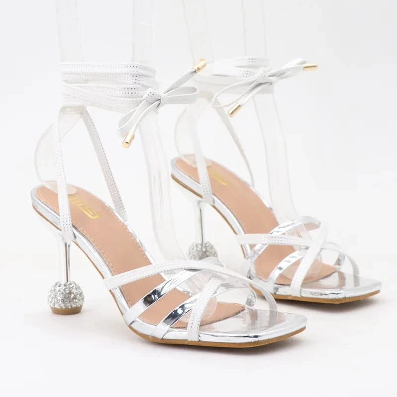 Chaussures Femme Sexy Square-toe Roman Mujer Shoes Cross Strap Lace Up Super High Heel Sandals For Ladies Nightclub Party Sandal