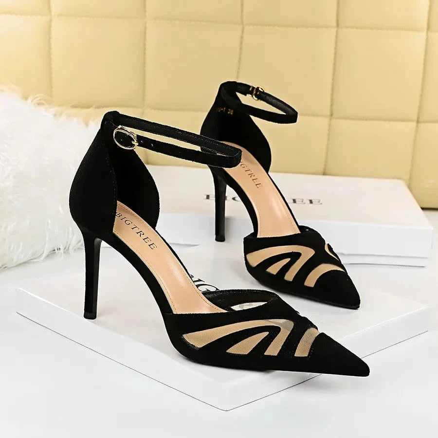 Chaussures Femme Spring Sexy Suede Pointed-toe Shoes Hollow Out Large Size High Heels Sandals For Ladies Nightclub Party Sandals