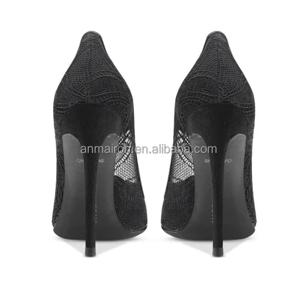 Chaussures Femmes Zapatos De Mujer Women black lace fabric Dress Shoes Pointy Toe Classic Heels Ladies Stiletto Pumps
