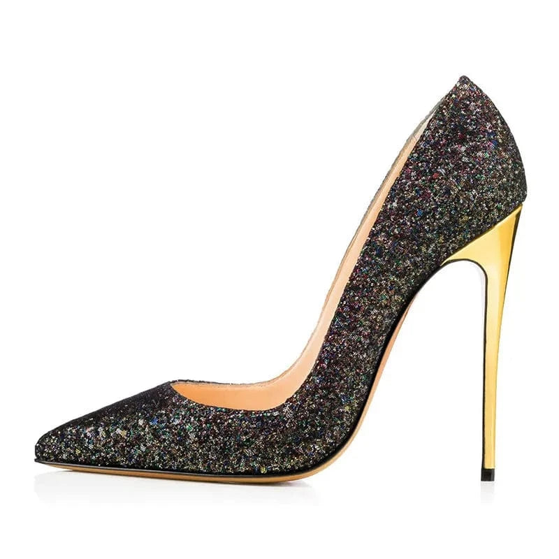 Chaussures Femmes Zapatos De Mujer Women Sexy Classic Glitter Bridal Shoes Pointy Toe 12cm High Heels Ladies Stiletto Pumps