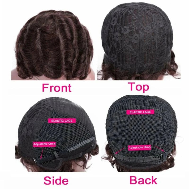 Cheap Brazilian Remy Hair Short Wet and Wavy Pixie Cut Wig Ocean Wave Finger Wave None Lace Human Hair Wig for Black Women