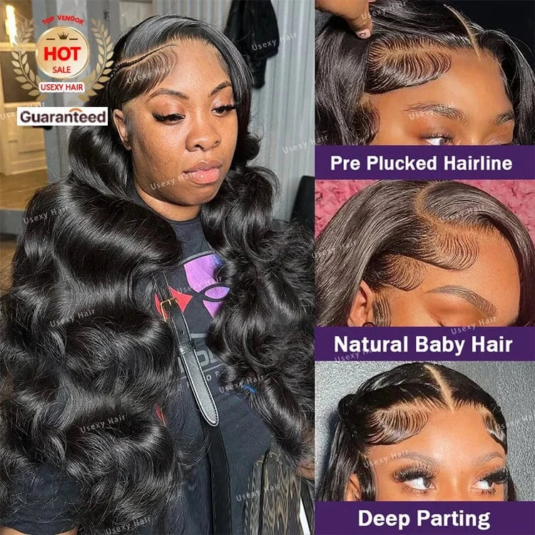cheap human hair wigs suppliers 13x6 hd full lace front body wave wig human hair pre plucked glueless 100% virgin human hair wig