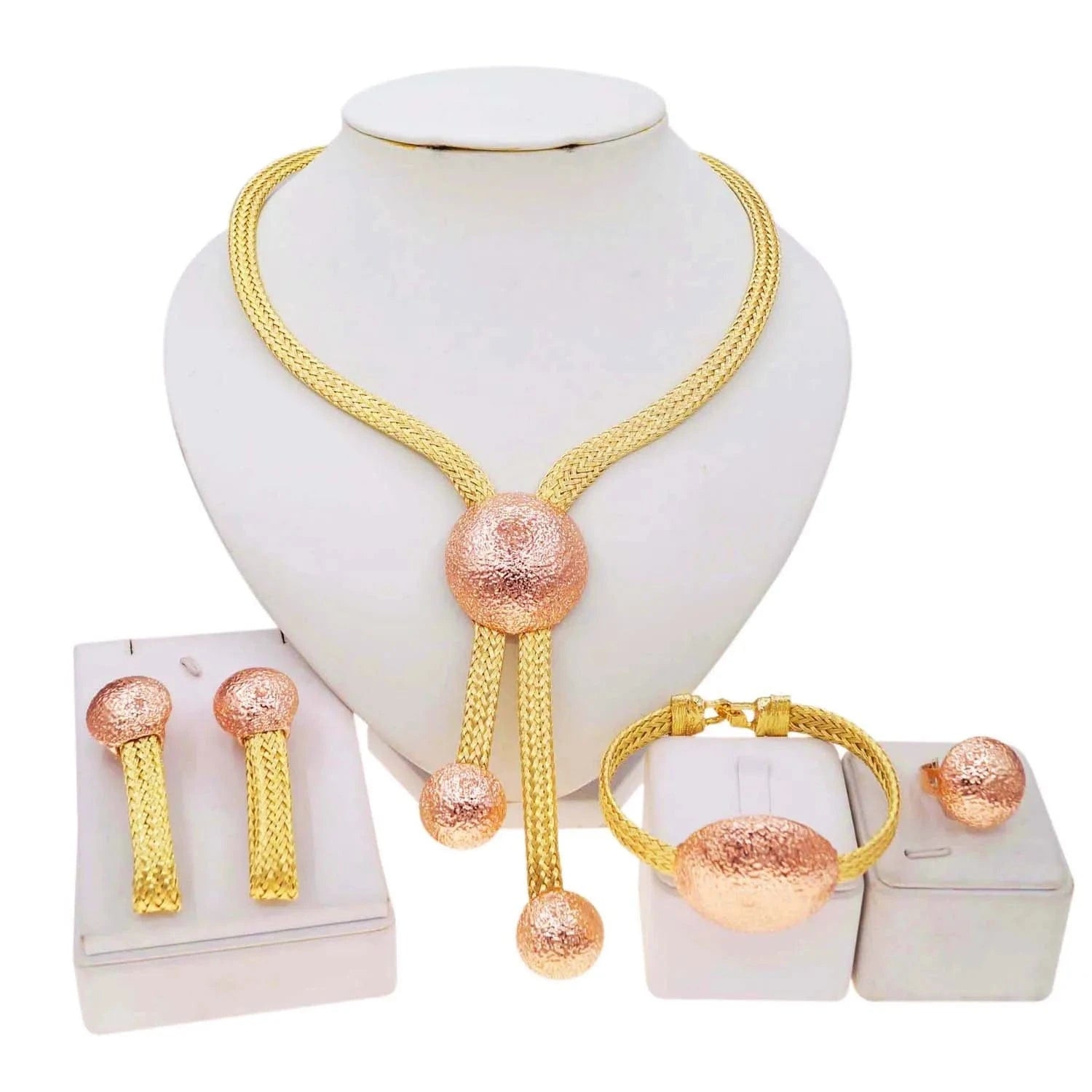 Cheap Woman Festival Gifts / Adjustable / Gold Zhuerrui Cheap Woman Festival Gifts Brazilian Gold Brass Jewelry Set Pink Big Round Bead Necklace Bracelet Jewelry Sets H20155
