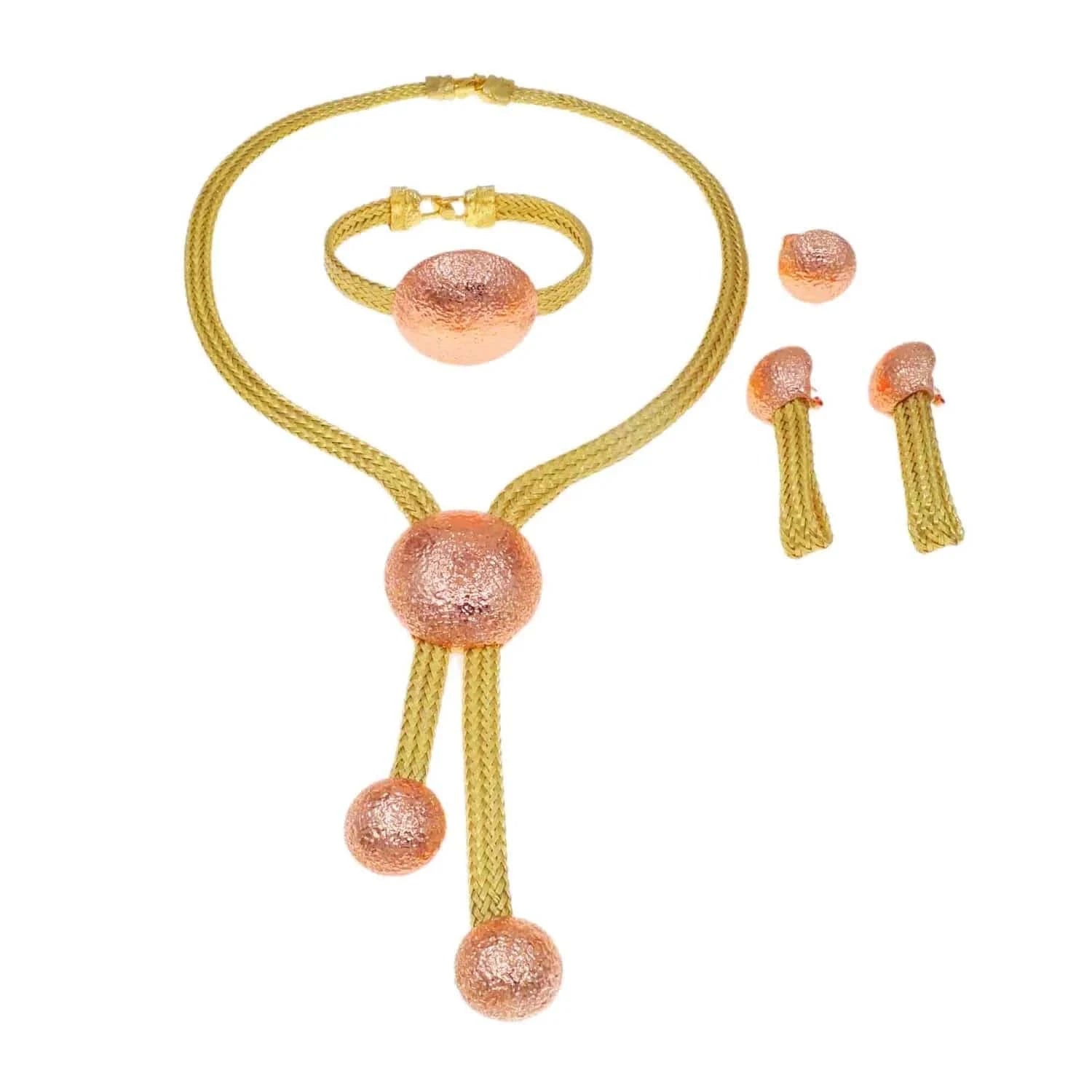 Cheap Woman Festival Gifts / Adjustable / Gold Zhuerrui Cheap Woman Festival Gifts Brazilian Gold Brass Jewelry Set Pink Big Round Bead Necklace Bracelet Jewelry Sets H20155
