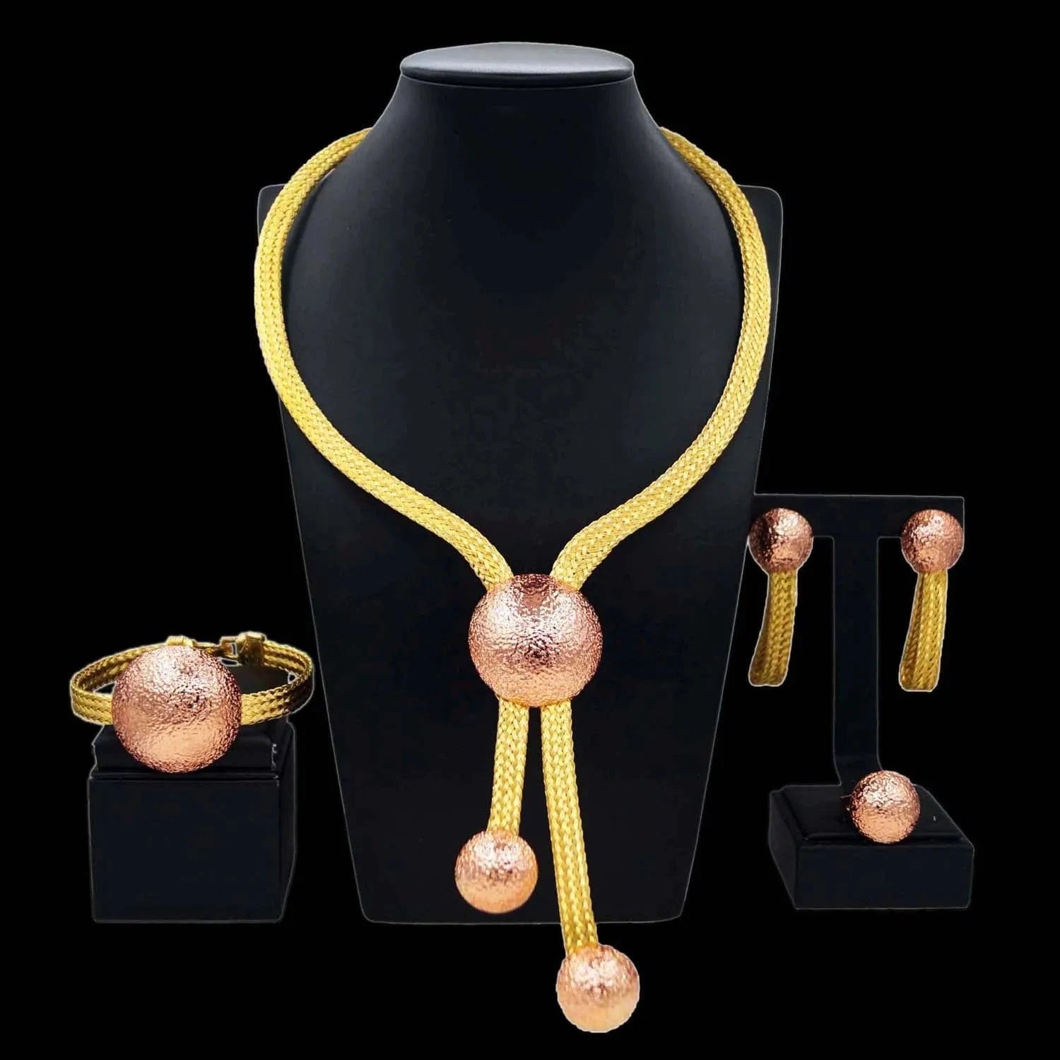 Cheap Woman Festival Gifts / Adjustable / Gold Zhuerrui Cheap Woman Festival Gifts Brazilian Gold Brass Jewelry Set Pink Big Round Bead Necklace Bracelet Jewelry Sets H20155