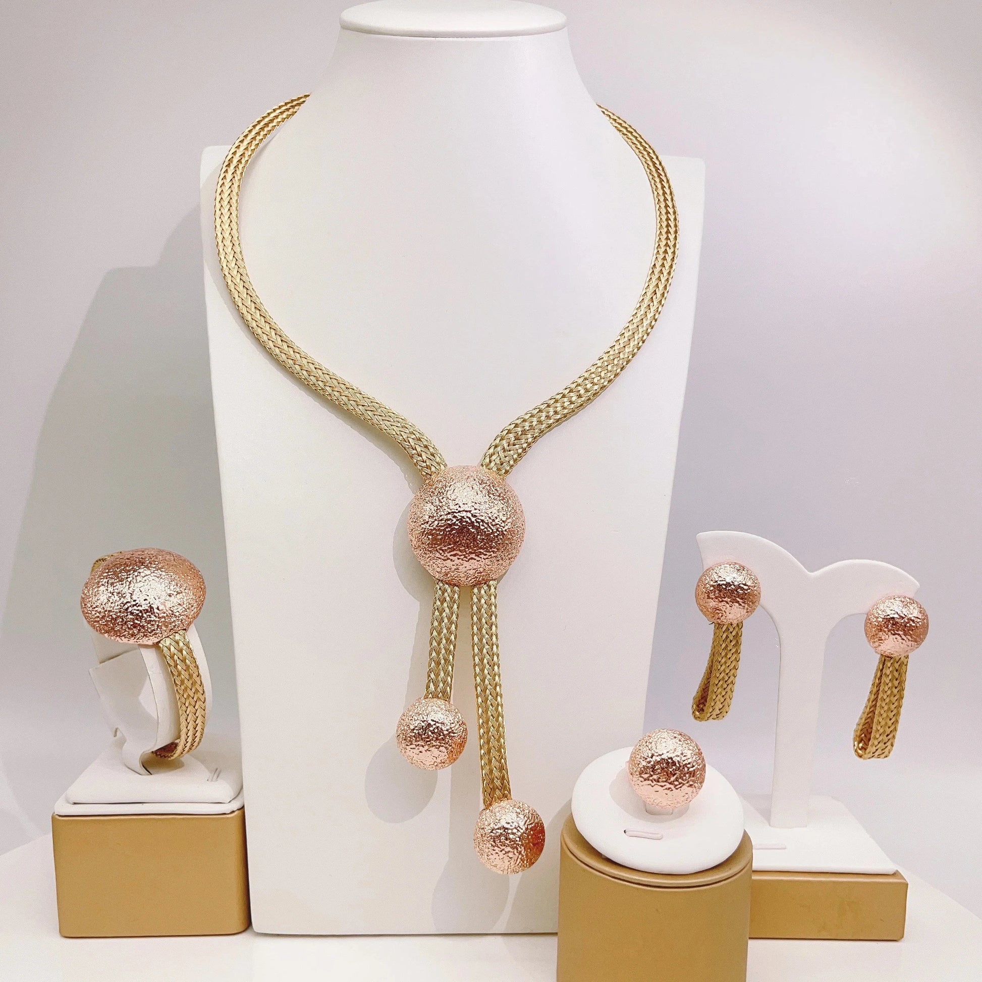 Cheap Woman Festival Gifts / Adjustable / Gold Zhuerrui Cheap Woman Festival Gifts Brazilian Gold Brass Jewelry Set Pink Big Round Bead Necklace Bracelet Jewelry Sets H20155