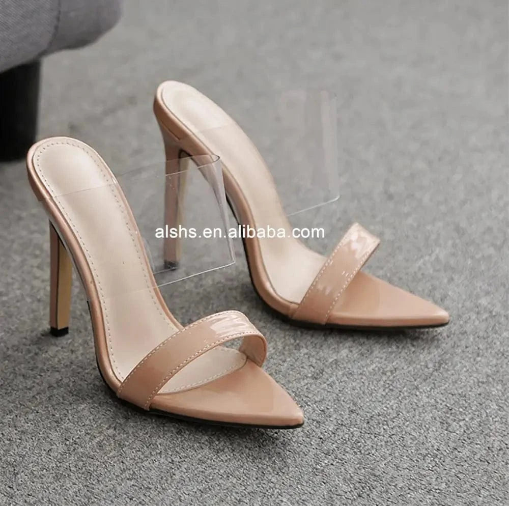 Chengdu Shoes New design Pu high heel Pvc Clear sandals