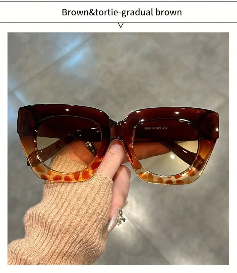Chic Gradient Cat Eye Fashion Sunglasses for Women - Trendy Anti-Reflective Fashion Shades with Color Block Design,Beach & Party
