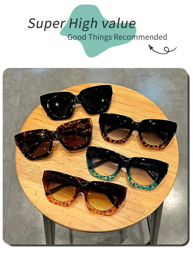 Chic Gradient Cat Eye Fashion Sunglasses for Women - Trendy Anti-Reflective Fashion Shades with Color Block Design,Beach & Party