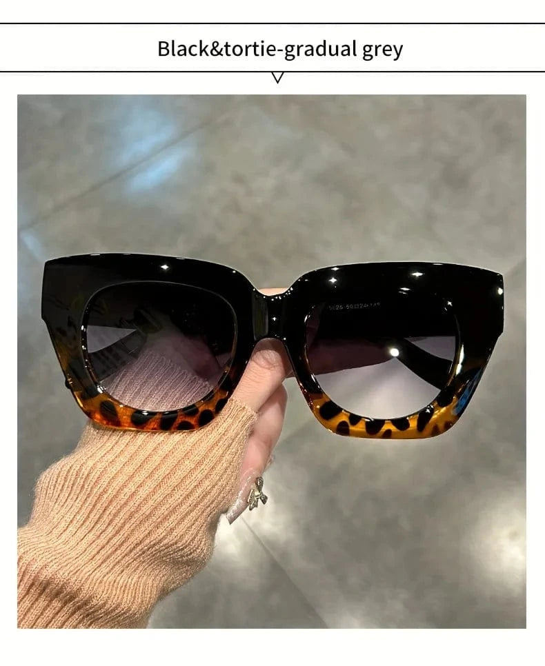 Chic Gradient Cat Eye Fashion Sunglasses for Women - Trendy Anti-Reflective Fashion Shades with Color Block Design,Beach & Party