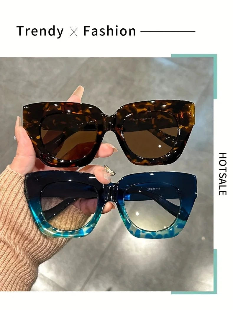 Chic Gradient Cat Eye Fashion Sunglasses for Women - Trendy Anti-Reflective Fashion Shades with Color Block Design,Beach & Party