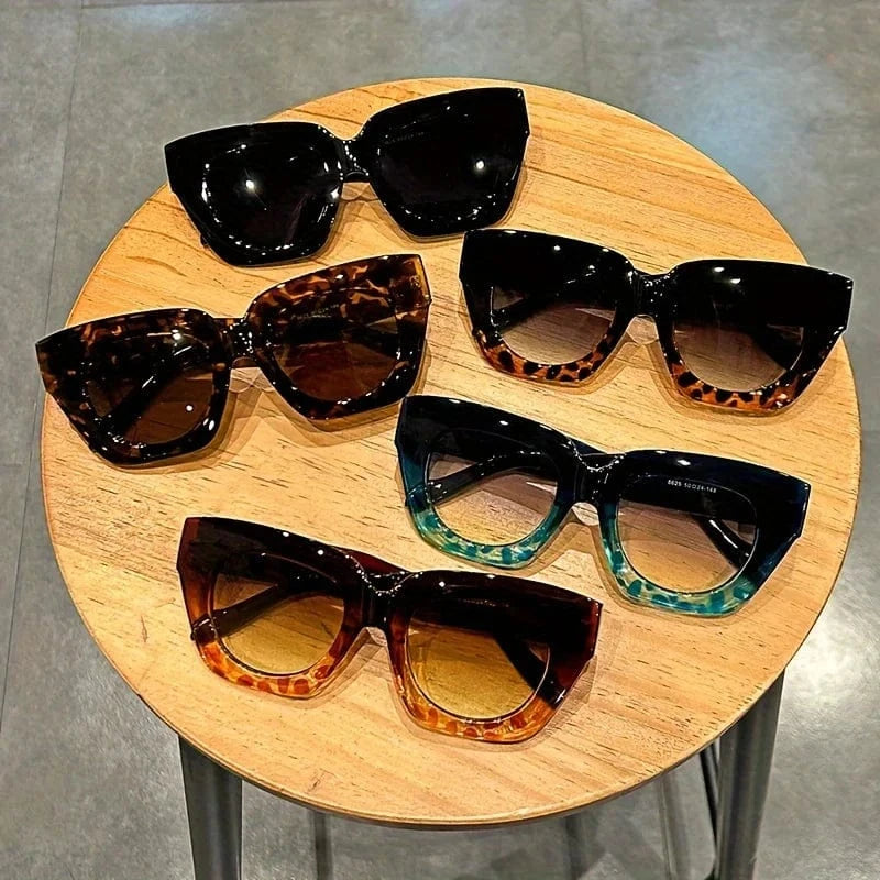 Chic Gradient Cat Eye Fashion Sunglasses for Women - Trendy Anti-Reflective Fashion Shades with Color Block Design,Beach & Party