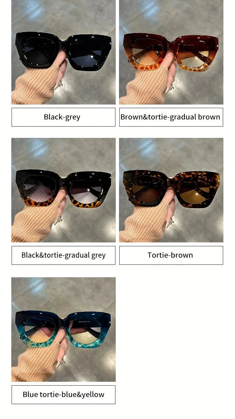 Chic Gradient Cat Eye Fashion Sunglasses for Women - Trendy Anti-Reflective Fashion Shades with Color Block Design,Beach & Party