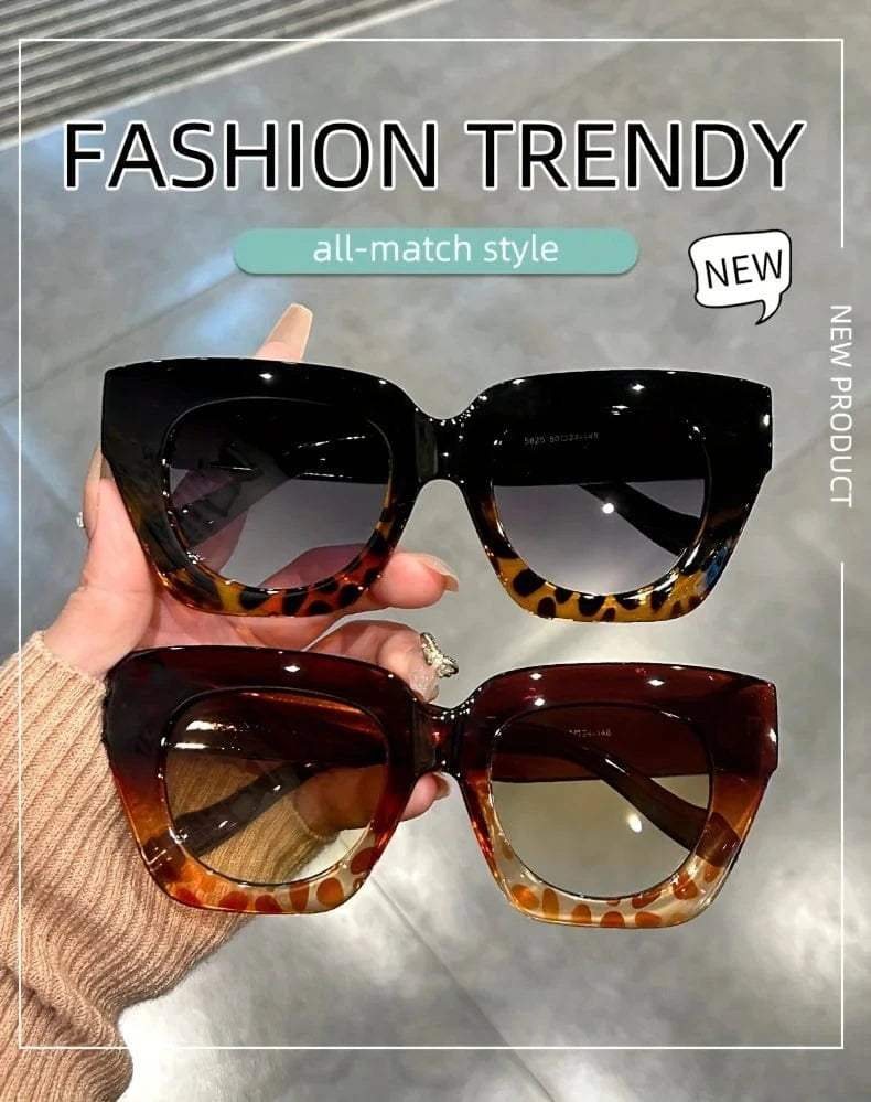 Chic Gradient Cat Eye Fashion Sunglasses for Women - Trendy Anti-Reflective Fashion Shades with Color Block Design,Beach & Party